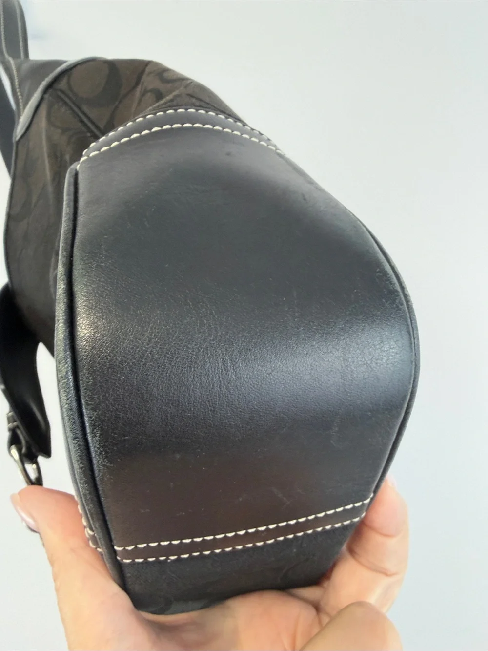 Vintage Coach Hamptons Clip Hobo Black Signature C Monogram Shoulder Bag Y2K